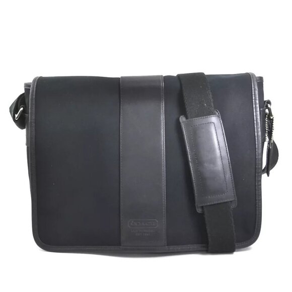 Auth COACH Crossbody Shoulder Bag Black Canvas/Leather - Picture 1 of 16